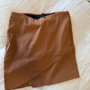 Dynamite Rust-Brown Asymmetrical Mini Skirt